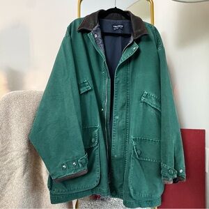 Vintage Nautica Utility Coat with Leather Collar